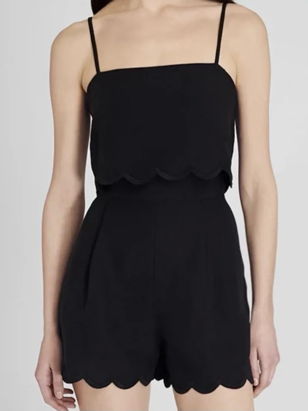 Club Monaco Black Scalloped Hem Romper Size 4